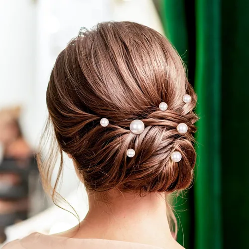 Miniatura 4 de OIIKI 12 horquillas para el pelo de perlas, pinzas para el pelo de perlas, 3 tamaños de pasadores de perlas, pasadores decorativos de boda