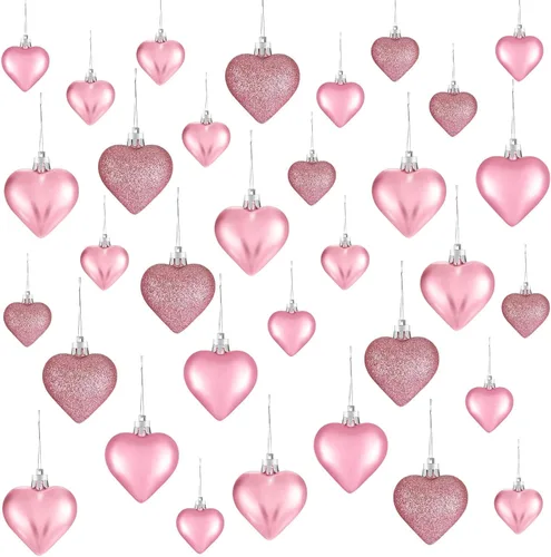 Miniatura 10 de Skylety 30 adornos de corazón para el día de San Valentín, decoraciones en forma de corazón, bolas colgantes para árbol para San Valentín, Morado