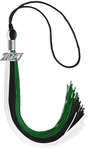 Miniatura 79 de Endea Graduation Borla de triple color con gota de fecha plateada (negro/dorado/granate, 2020)