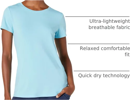 Miniatura 84 de Amazon Essentials Camiseta de manga corta con cuello redondo para mujer, de secado rápido, para entrenamiento, gimnasio, paquete múltiple