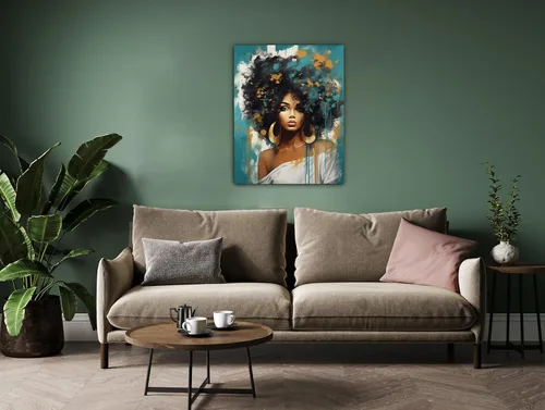 Miniatura 223 de Arte de pared afroamericano, decoración de rey y reina bailarín negro para sala de estar, arte de pareja de amor negro para dormitorio, lienzo
