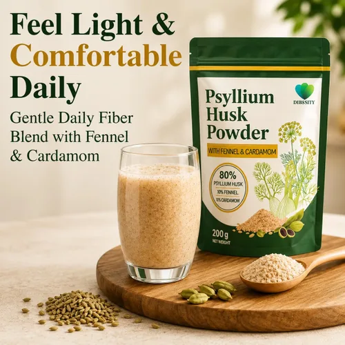 Miniatura 2 de Polvo natural de cáscara de psyllium con hinojo y cardamomo - Mezcla de fibra en polvo, sin sabor, a base de plantas, sin OMG, 7.05 oz