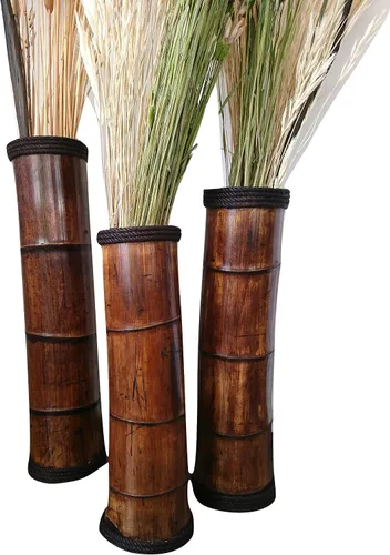 Miniatura 6 de Bamboo Floor Vases Available in Different Heigh, Set of 3