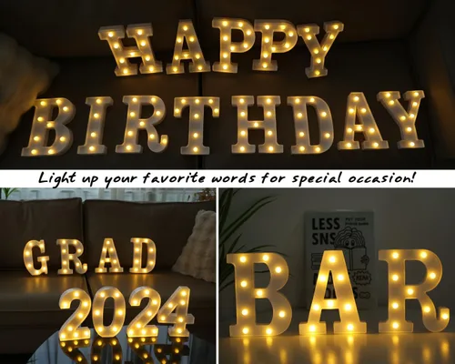 Miniatura 7 de Letras Iluminadas, Luces de Letras LED 26 del Alfabeto, Letra Decorativa Iluminada, Letras de Marquesina LED que Funcionan con Pilas para Fiesta