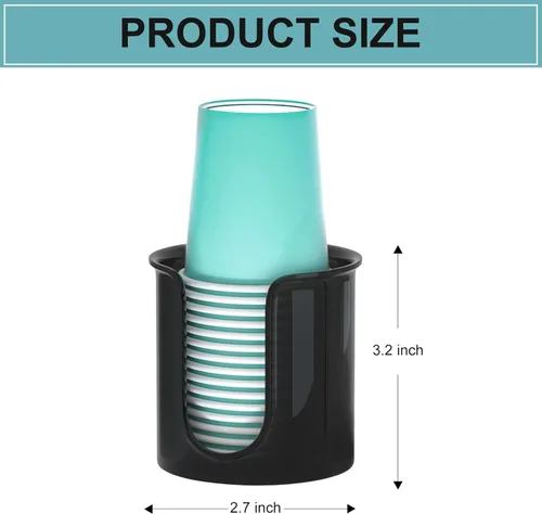 Miniatura 2 de Portavasos de baño, paquete de 2 dispensadores de tazas de 3 onzas para encimera de tocador de baño, dispensador pequeño de vasos de papel para Negro