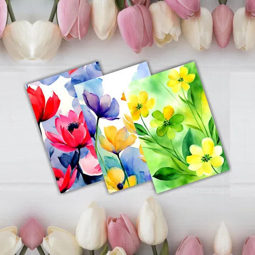 Miniatura 8 de PARTH iMPEX 36 tarjetas de notas florales en blanco con sobres - 10x15 cm Tarjetas de felicitación para todas las ocasiones, flores de acuarela