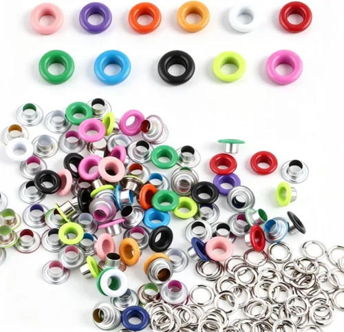 Juego de 100 ojales y ojales, ojales de metal de 0.197 pulgadas (0.197 in), juego de ojales de metal para zapatos, ropa, bolsa de manualidades