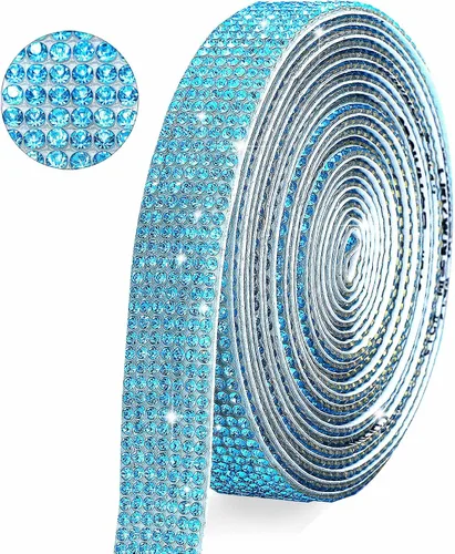 Miniatura 9 de Tiras de Cinta de Diamantes de Imitación de Cristal Autoadhesivas Negras, Tiras de Cinta de Diamantes de Imitación de 7 Filas con Adhesivo