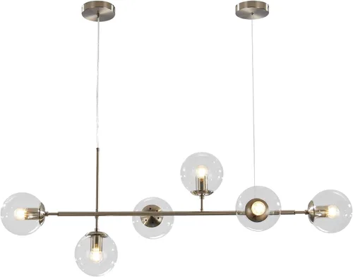 Miniatura 16 de KCO Lámpara colgante moderna de cristal de leche plateado de 6 luces, accesorio de lámpara colgante, candelabro, candelabro de níquel cepillado