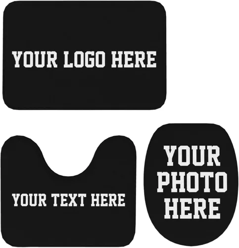 Miniatura 9 de Juego de 3 alfombras de baño personalizadas, diseño de tu foto, logotipo, texto, antideslizante, juego de alfombras de baño de 24 x 16 pulgadas