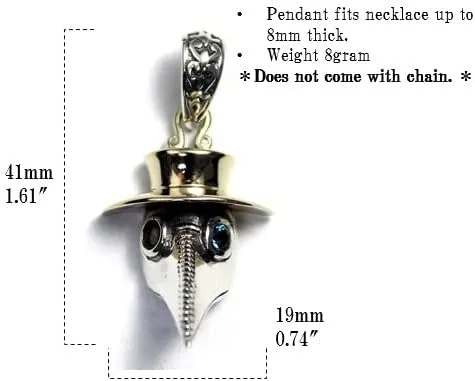 Miniatura 5 de Colgante de plata de ley 925 de COSUMOSU Steampunk Plague Doctor Bird Beak Mask