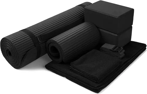 Miniatura 14 de BalanceFrom 7-Piece Yoga Set with 71x24x0.5 Inches Extra Thick Mat and Carrying Sling – Includes 2 Blocks, Stretch Strap, 2 Towels, and Knee Pad for