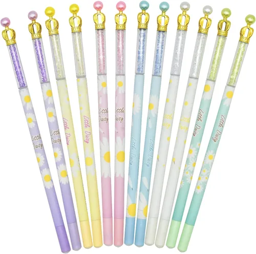 Miniatura 7 de 12 bolígrafos de margaritas Fanshion Crown Pen Pearl Floral Pen con tinta negra de 0.020 in para fiesta escolar, cumpleaños, oficina, fiesta, bodas