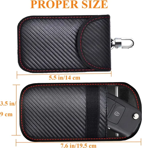 Miniatura 8 de Bolsa Faraday mejorada para llavero (paquete de 2), protector de llavero Faraday de alta calidad, bloqueo de señal RFID para automóvil, bolsa