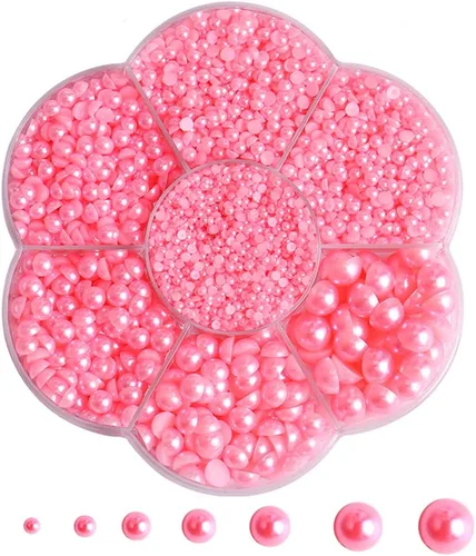 Miniatura 18 de 5700 piezas de medias perlas coloridas para manualidades, perlas de uñas para manualidades, accesorios de bricolaje, perlas de espalda plana