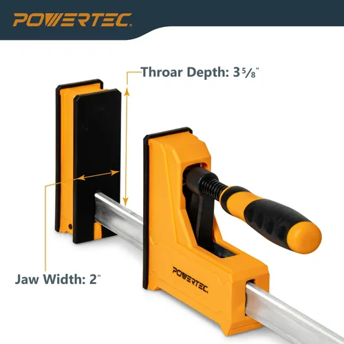 Miniatura 3 de POWERTEC 71602-P2, 4PK Abrazaderas paralelas para carpintería de 48 pulgadas Herramienta esparcidora de abrazadera de barra de mandíbula