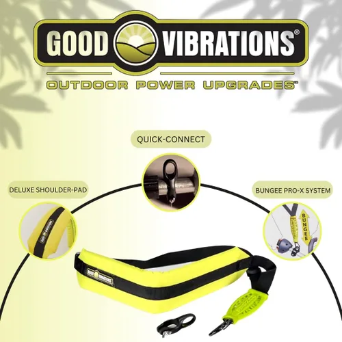 Miniatura 3 de Good Vibrations Correa recortadora de cuerda Zero Gravity con sistema Bungee Pro-X, almohadilla de hombro contorneada, ajuste universal