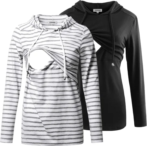 Miniatura 146 de GINKANA Sudadera con capucha para mujer, manga larga, lactancia materna, ropa casual