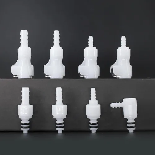Miniatura 7 de 2Pcs 1/8" 3/16" 1/4" 1/8" Codo de 90 Grados de Tubo de Plástico Conector Rápido de Manguera en Línea Desconexión de Manguera Púas de Inserción
