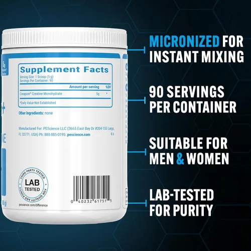 Miniatura 4 de PEScience TruCreatine+ Polvo de Monohidrato de Creatina Plus Epicatequina, Creatina Micronizada Creapure para Mujeres y Hombres, Apoya
