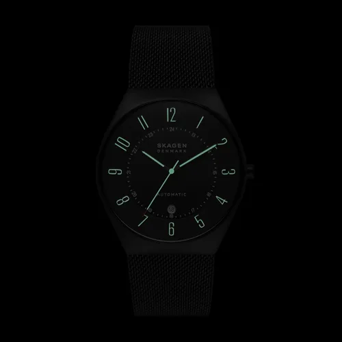 Miniatura 6 de Skagen Mens Grenen Three-Hand Date Watch with Steel Mesh or Leather Band