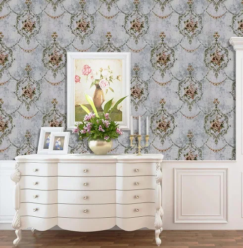 Miniatura 3 de Papel tapiz de damasco para despegar y pegar, extraíble, autoadhesivo, papel de contacto, revestimiento de pared, rollo decorativo de 17.71 x 118
