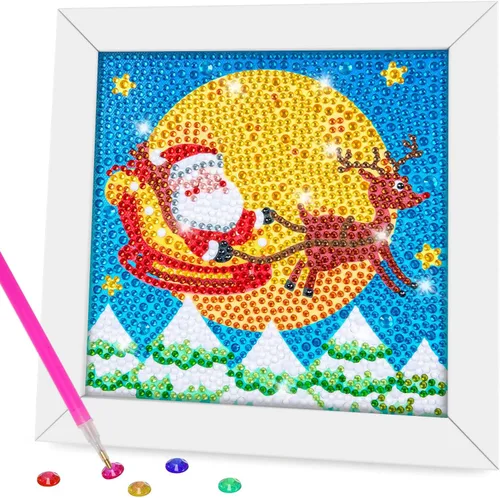 Miniatura 13 de QEUOYSS Kit de arte de diamantes para niños con marco de madera, arte y manualidades para niños de 6 a 8 a 10 a 12 años, fácil de hacer tú mismo