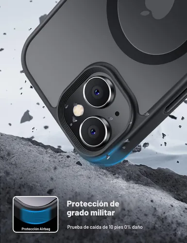 Miniatura 4 de Tigowos - Funda magnética para iPhone 15, resistente a las caídas, sensación de piel mate, a prueba de golpes, delgada, negro mate