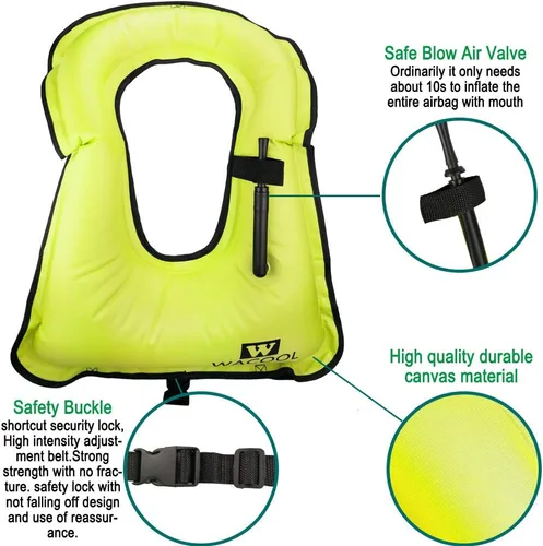 Miniatura 4 de WACOOL Chaleco inflable para buceo, natación, buceo, gran flotabilidad de hasta 220 libras, para adultos, jóvenes y niños