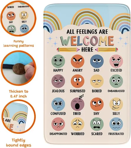 Miniatura 4 de Feelings Chart - Alfombra para el aula, salud mental, alfombra de esquina calmante para clase, alfombras antideslizantes y esponjosas