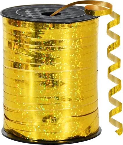 Miniatura 40 de BEISHIDA Cinta Plateada Rizada Ondulada de 500 Yardas, Cuerda para Globos, Rollo Metálico Brillante para Cinta de Envolver Regalos para Fiestas