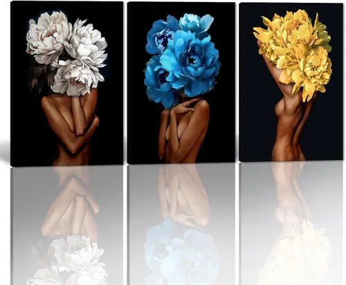 Miniatura 78 de MAMAGO Lienzo decorativo para pared, pintura de belleza dorada y negra, fotos de mujeres africanas, hermosos pósteres de mujer negra, impresiones