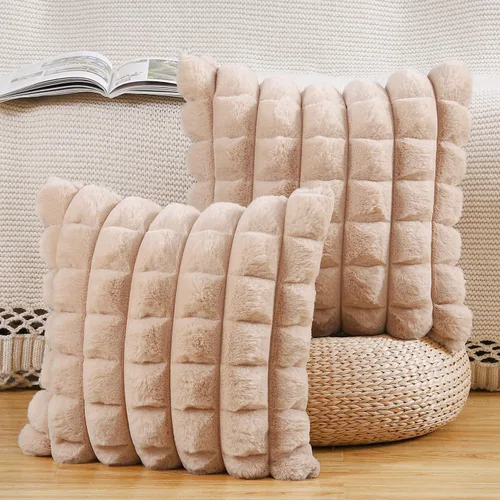 Miniatura 16 de MADIZZ Juego de 2 fundas de almohada de lana sintética a cuadros de 12 x 20 pulgadas / 12.0 x 20.0 in., súper suaves, bohemias, decorativas