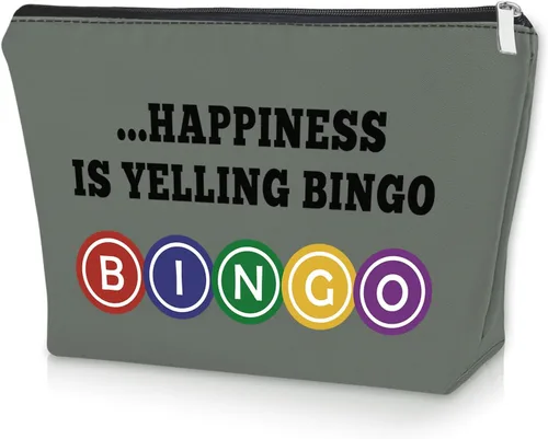 Miniatura 8 de Sazuwu Bingo Regalos Bolsa de Maquillaje Bingo Amantes Regalos Cosméticos Bolsa de Cumpleaños Regalos de Navidad Bolsa de viaje, Beige, 40 W/32 L