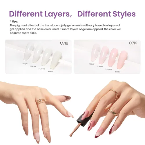 Miniatura 4 de beetles Gel Polish Juego de esmaltes de uñas de gel de 16 colores, blanco, marrón oscuro, rosa, colores nude, esmalte de uñas natural con 3 piezas