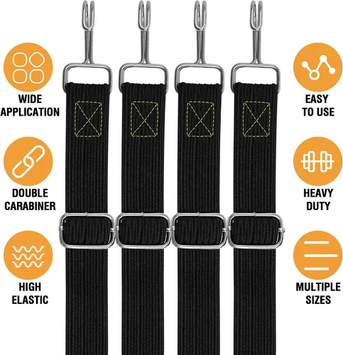 Miniatura 4 de Cuerdas elásticas resistentes para exteriores, cuerdas elásticas largas y ajustables con ganchos planos, correas elásticas de goma de alta