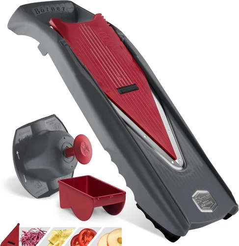 Miniatura 10 de Börner Cortador de mandolina Vital (juego de inicio) • Cortador de verduras con hoja en V de acero inoxidable • 10 estilos de corte para rebanadas