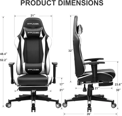 Miniatura 3 de GTRACING Silla Gaming con Reposapiés, Silla Ergonómica de Escritorio para Juegos, Silla Reclinable Gamer con Ajuste de Altura del Asiento, Balancín