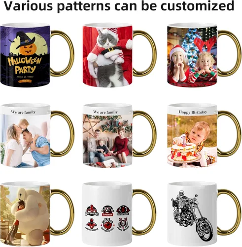 Miniatura 5 de BYCNZB Juego de 6 tazas blancas de 12 onzas, tazas blancas de sublimación, tazas de cerámica revestidas para bricolaje, para café, té, café