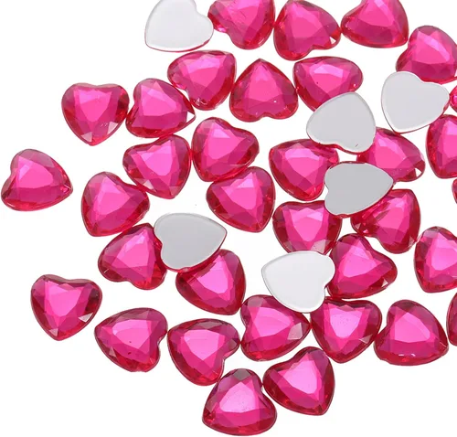 Miniatura 17 de MECCANIXITY 40 piezas de cuentas de acrílico con forma de corazón, 12 mm, con parte trasera plana, gemas de plástico para joyería, pegatinas