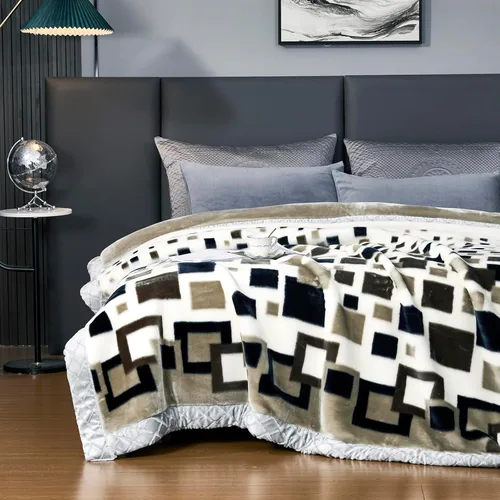 Miniatura 2 de LGYKUMEG Manta pesada de visón coreano, tamaño Queen de 79 x 91 pulgadas, sedosa suave y cálida, manta de cama Raschel reversible de 2 capas, 9