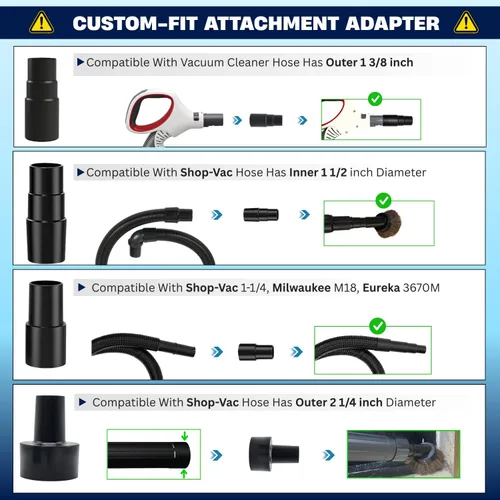 Miniatura 2 de Accesorios y cepillos de aspiradora para aspiradora con adaptador de manguera, accesorios de aspiradora compatibles con manguera Shop-Vac de 2-1/2