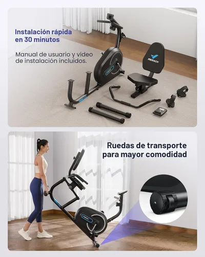 Miniatura 7 de MERACH Bicicleta Reclinable Estática para el Hogar con Bluetooth Inteligente y Aplicación Exclusiva para Bicicletas de Ejercicio, LCD, Manillar