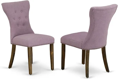 Miniatura 12 de East West Furniture GAP1T24 Gallatin Parsons - Juego de 2 sillas de comedor tapizadas de tela de lino negro, con botones copetudos, color negro