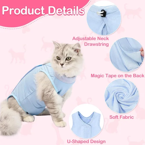 Miniatura 3 de Traje de recuperación para gatos para heridas abdominales o enfermedades de la piel, mameluco de gato para gatos después de la cirugía, traje