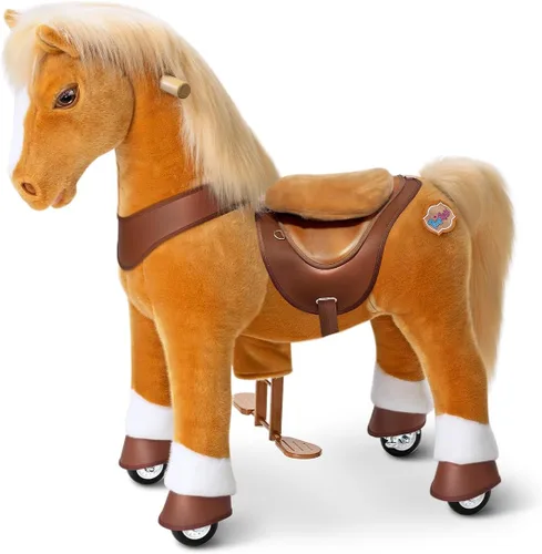 Miniatura 11 de PonyCycle Caballo para montar en pony avanzado modelo Y de peluche marrón juguete de caballo de montar tamaño 3 para edades 3–4, caballo balancín