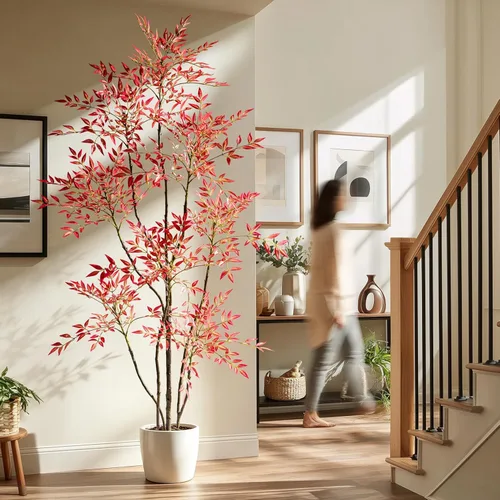 Miniatura 11 de Árbol de bambú artificial grande para interiores y exteriores, plantas realistas de seda de plástico sintético en maceta, para el hogar, sala