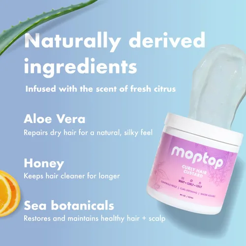 Miniatura 5 de MopTop Gel Custard para Cabello Rizado - Gel de Peinado para Hidratar y Definir Rizos Suaves, Ligero y Antifrizz, Productos para Cabello Rizado