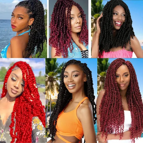 Miniatura 6 de 3 trenzas de ganchillo Passion Twist, cabello sintético preseparado para trenzar de 14 pulgadas, 3 paquetes de cabello trenzado pretrenzado