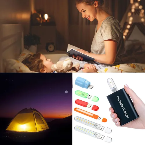 Miniatura 7 de PATIKIL Luz nocturna USB, portátil, enchufable, pequeña luz LED con 24 cuentas de lámpara con interruptor de sensor táctil, luz USB para baño